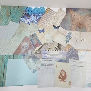 Ephemera Lot 40 Pieces Blue Collection New & Vintage Junk Journal Craft Pack
